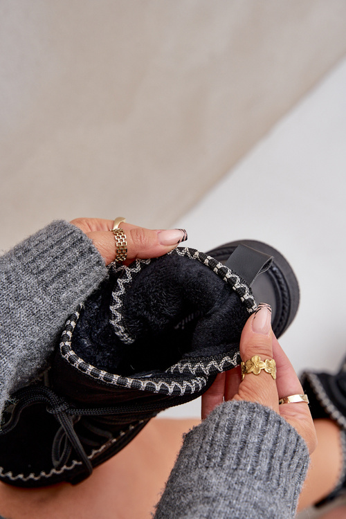 Жіночі Снігоступи З Вишивкою На Платформі Чорні Naleris