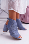 Жіночі босоніжки на шпильці з відкритим носком сині Florina