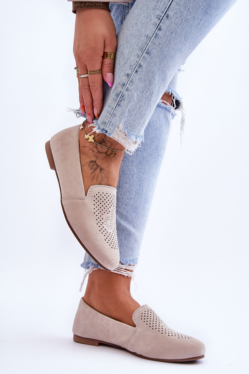 Замшеві зручні лофери бежеві Giovana