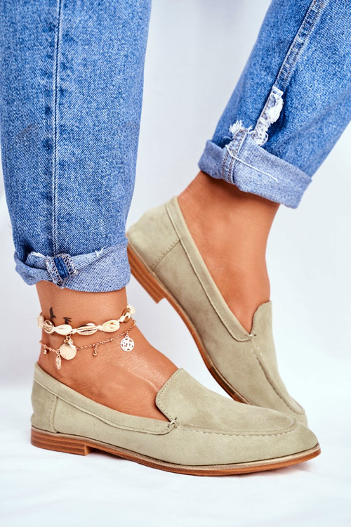 Жіночі броги Сліпони Лофери замшеві зелені Twinky