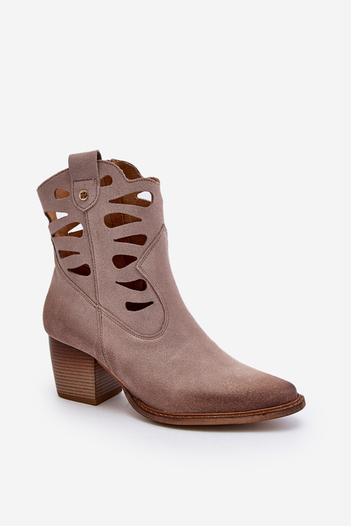 Чоботи шкіряні з вирізами Maciejka 06412-04 Бежеві