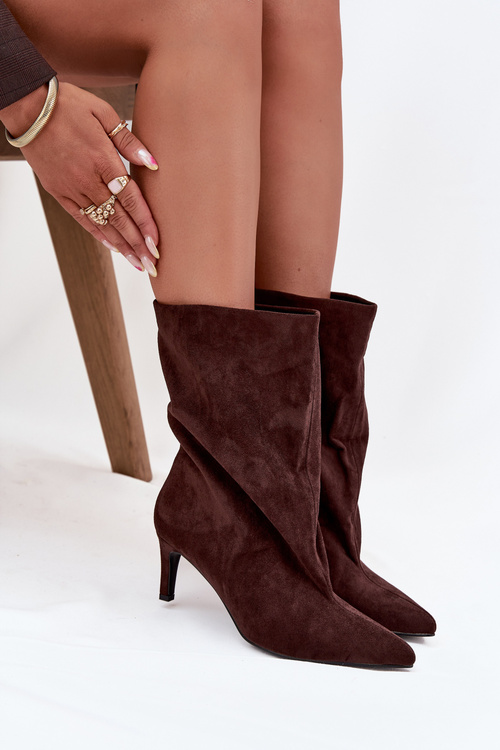 Взуття жіночі сліп-он на підборах шоколадні Solvienne