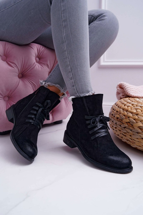 Жіночі ботфорти на плоскій підошві Workers Black Teref