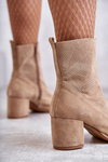 Жіночі замшеві чоботи на підборах Nicole 2757 Бежеві