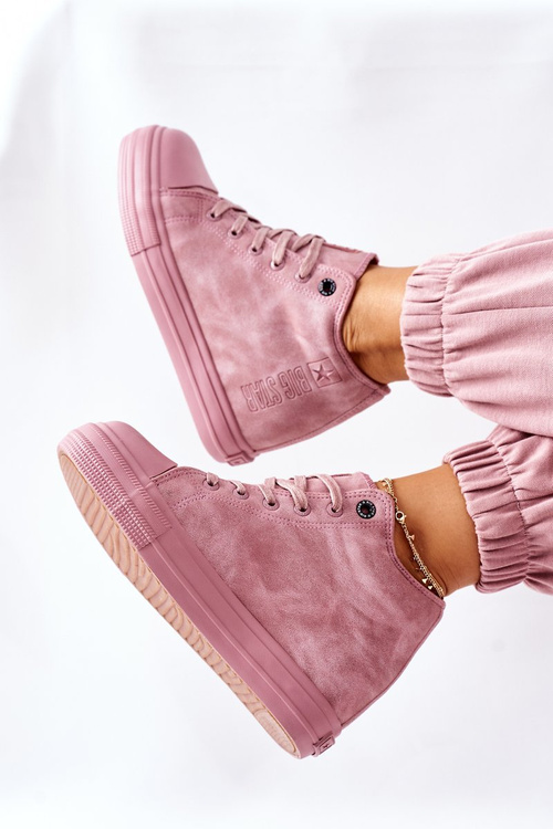 Шкіряні кросівки на танкетці Big Star II274092 Рожеві