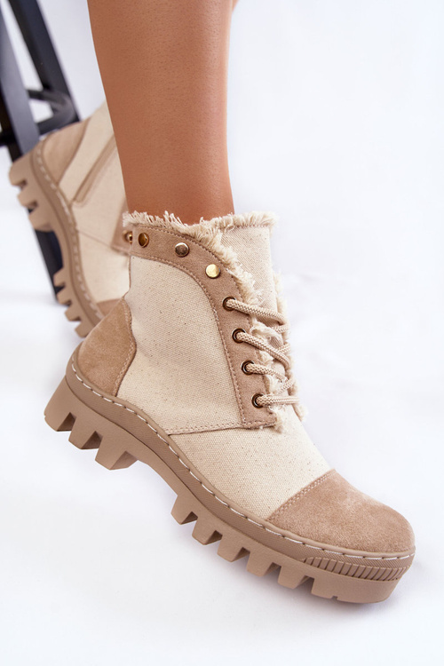 Модні жіночі чоботи бежеві Claira