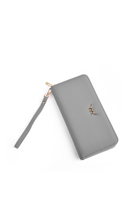 Великий жіночий гаманець на блискавці сірий Hailey