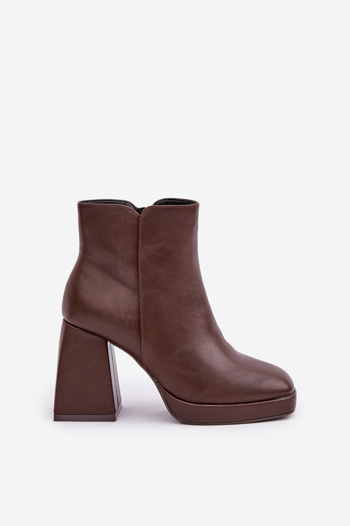 Ботильйони На Високих Каблуках Еко Шкіра Темно-Коричневі Selarae
