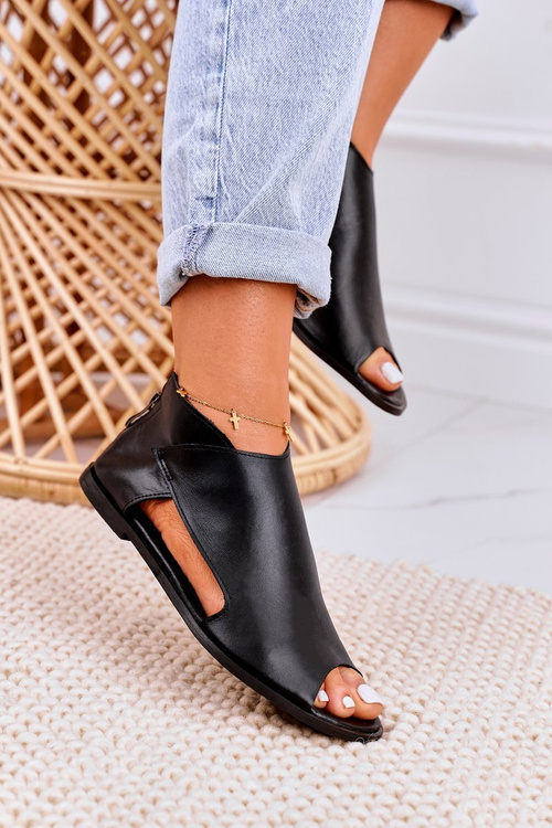 Жіночі шкіряні босоніжки Nicole 2622 Чорні