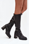 Жіночі мушкетерські чоботи з натуральної шкіри на підборах Вінцеза 66826 чорний