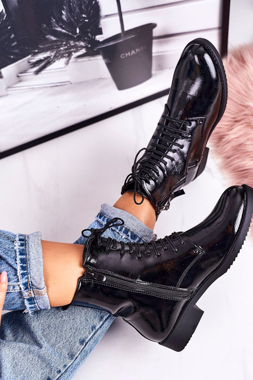 Класичні жіночі утеплені чоботи Shiny Black Simplicity