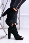 Жіночі чоботи на шпильці з відкритим носком Чорна Теміра