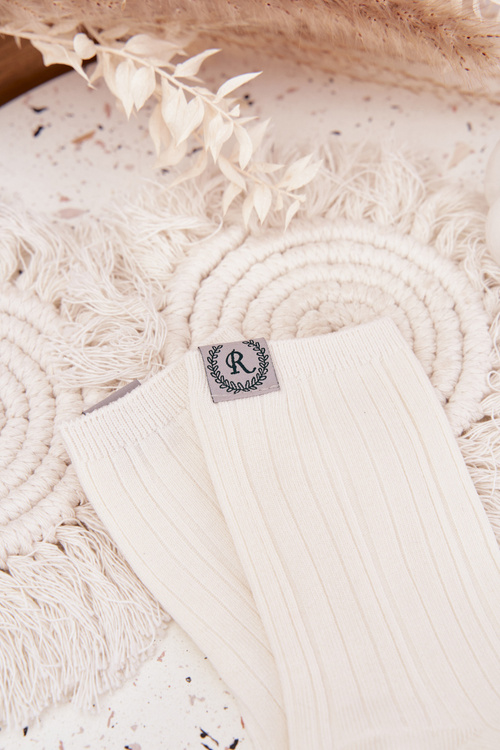 Бавовняні шкарпетки у смужку жіночі екрю