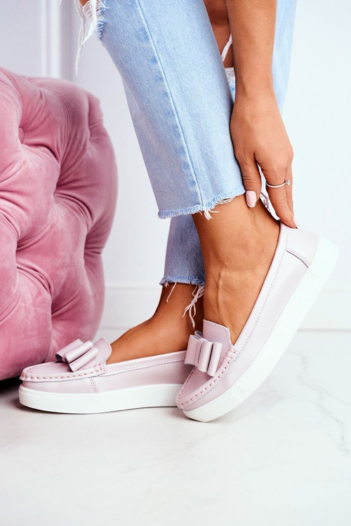 Мокасини жіночі шкіряні рожеві Lovren