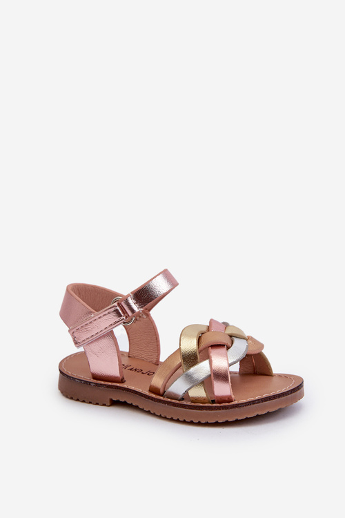 Дитячі босоніжки із застібкою на липучці та переплетеними ремінцями різнокольорового кольору Dianttha