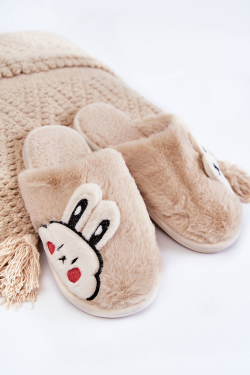 Жіночі хутряні тапочки з кроликом бежеві Тріша