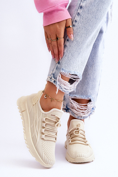 Жіноче спортивне взуття без шнурівки Кросівки бежевого кольору Rosett