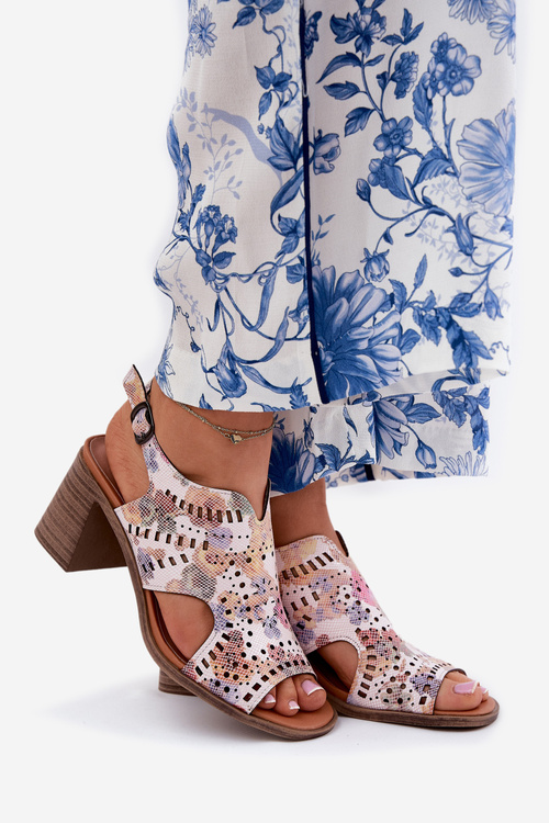 Жіночі Сандалі З Перфорацією На Каблуці Багатокольорові Тосіне