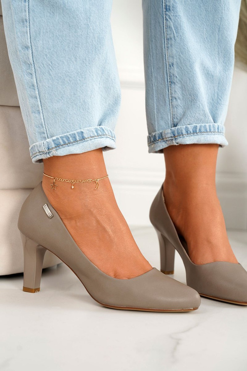 Класичні жіночі човники на блочному каблуці Cappuccino Eleanor