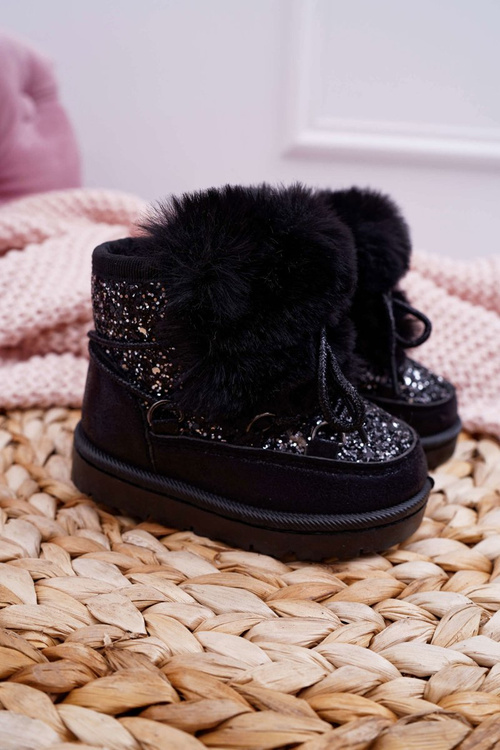 Дитячі снігові черевики з флісом Чорні Мінні Маус