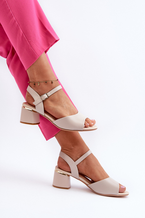 Жіночі босоніжки з екошкіри на низькому каблуці Sergio Leone SK876 світло-сірі