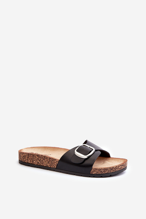 Жіночі босоніжки на платформі з пряжкою чорного моаксі