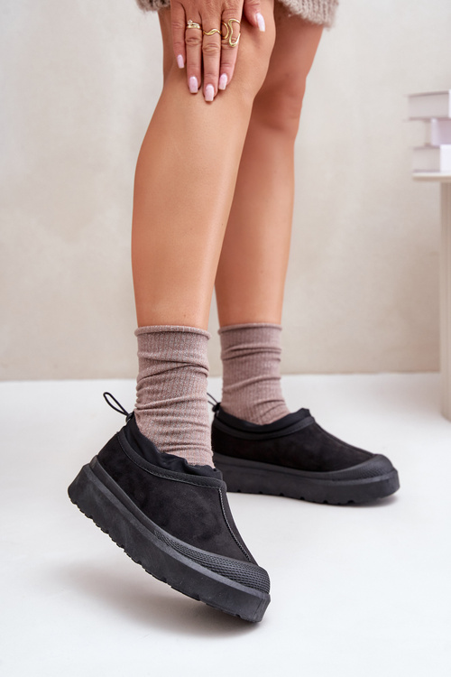 Жіночі зимові черевики на платформі з низьким рукавом чорного кольору Izamine