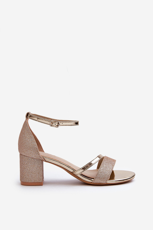 Жіночі босоніжки з блискітками на низьких підборах Золоті Плоеміс