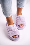 Жіночі пухнасті тапочки на платформі фіолетові Сніжинка