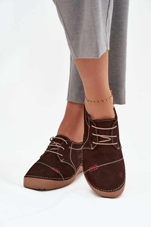Шкіряні жіночі мокасини з прошивками Artiker 57C2114 Коричневий