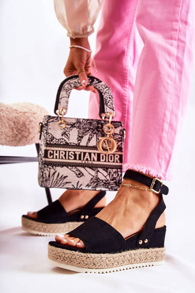 Замшеві босоніжки Чорний Лісабон