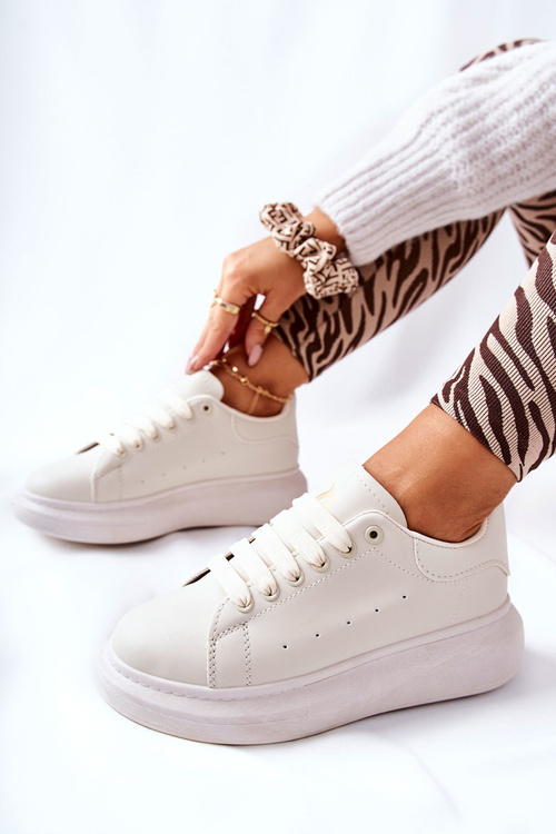 Шкіряні кросівки на платформі бежеві Lemmy