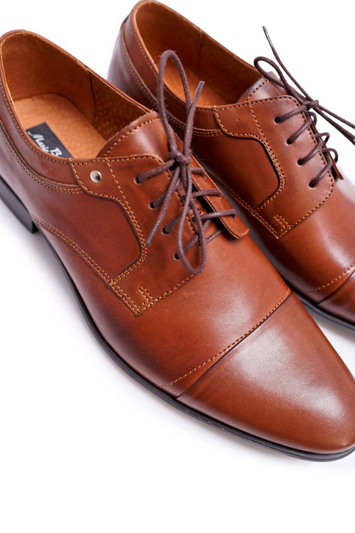 Чоловічі елегантні коричневі шкіряні півчеревики Trust