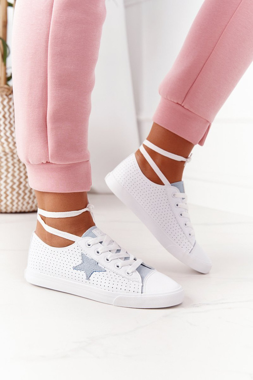 Жіночі шкіряні кросівки із зіркою BIG STAR DD274692 Біло-Сині