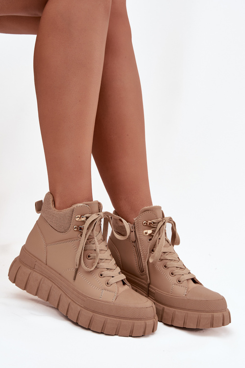 Жіночі утеплені ботфорти трапер на платформі Camel Carenna