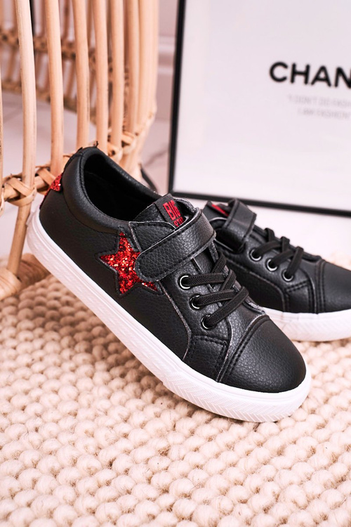 Дитячі шкіряні кросівки із зіркою BIG STAR DD374105 Чорні