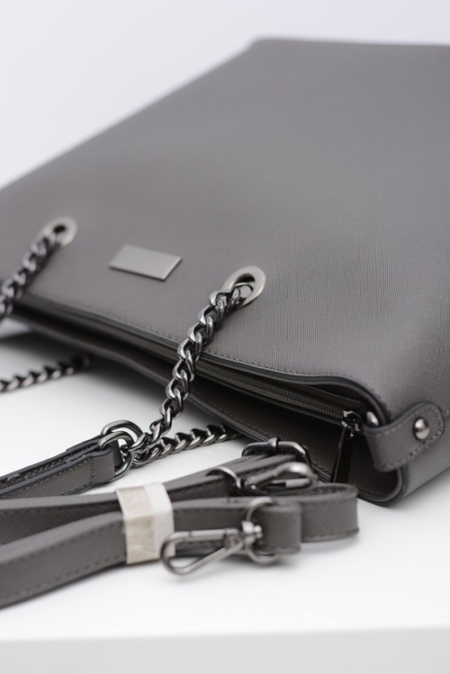 Жіноча велика сіра класична сумочка