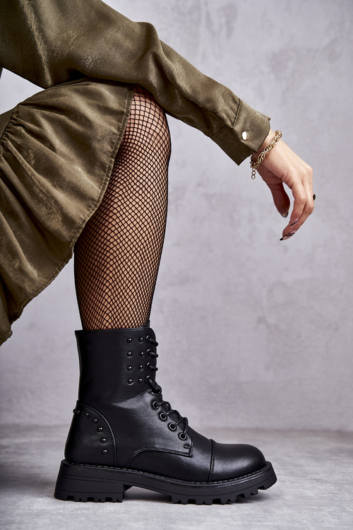 Шкіряні черевики на шпильці Чорні Palmira