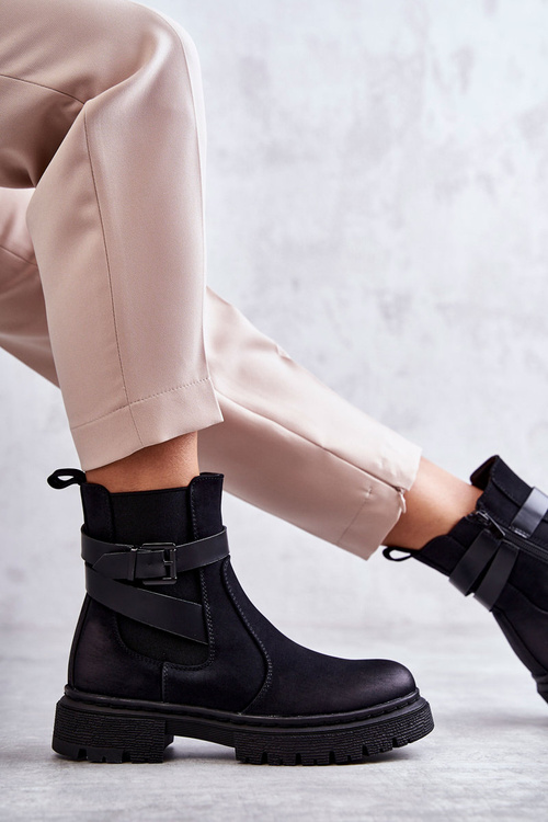 Жіночі утеплені черевики Jodhpur з поясом Чорні Jose