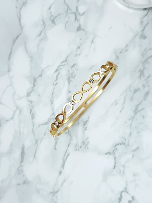 Жіночий сталевий браслет з цирконієм Infinity Gold Glam