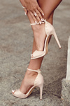 Жіночі босоніжки на високому каблуці з декором бежеві Livorno