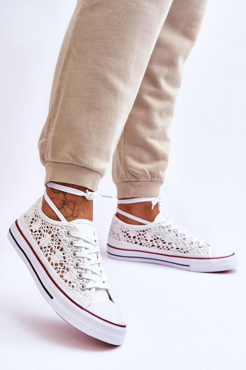 Жіночі мереживні текстильні кросівки White Fergo