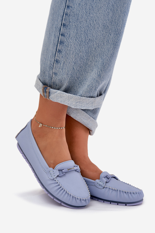 Плоскі Шкіряні Мокасини З Декором S.Barski LR51-547 Сині