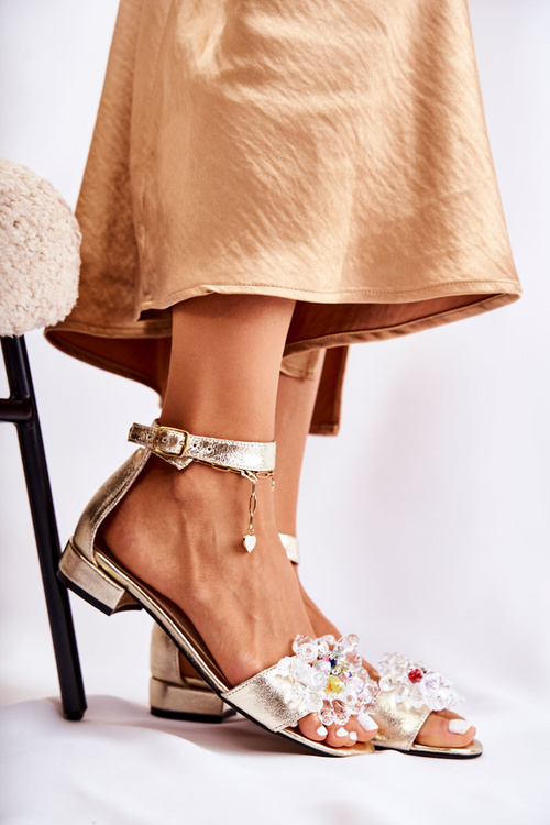 Жіночі шкіряні босоніжки на плоскому каблуці Golden Morlee