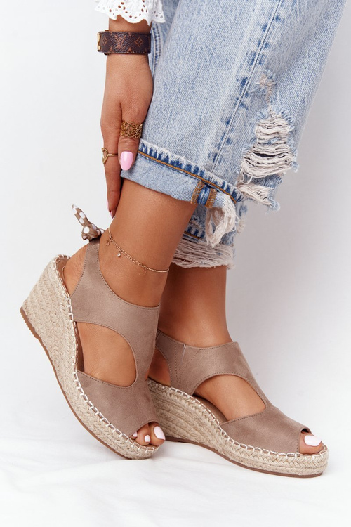 Босоніжки на танкетці з косами Бежеві Mykonos
