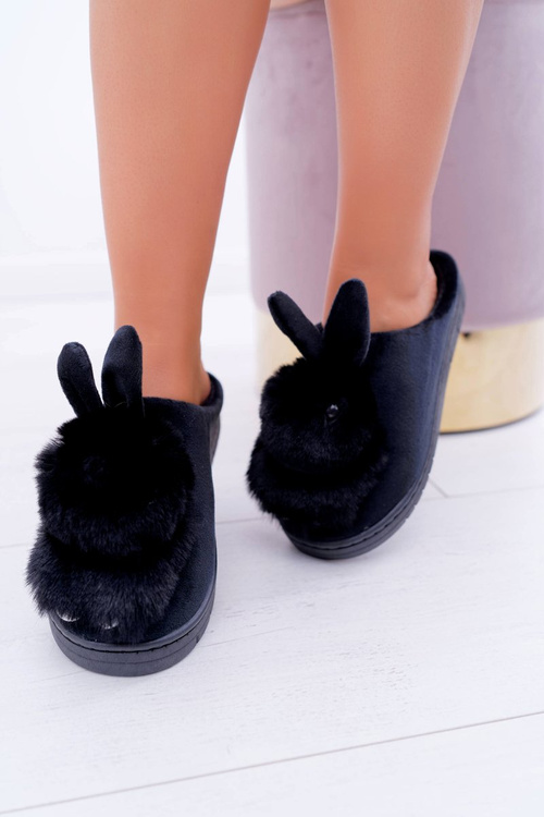 Жіночі класичні тапочки з кроликом Black Howi