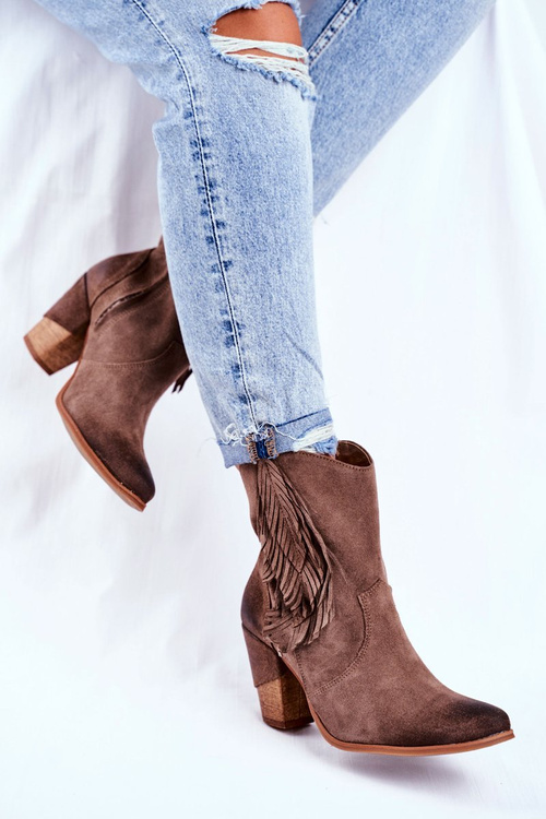 Жіночі чоботи на високому каблуці шкіряні Cappuccino Quintana