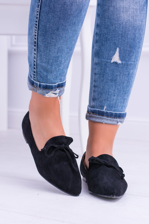 Lu Boo Black Ballerina Pointed Lords Lace-ups Feliciano Suede