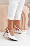 Лаковані туфлі на високих підборах з відкритою п'ятою білого кольору Filona