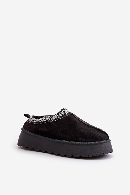 Снігові тапочки на платформі з вишивкою Black Tamilda